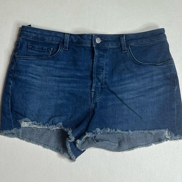 J Brand Dark Blue Frayed Jean Shorts - Picture 1 of 6
